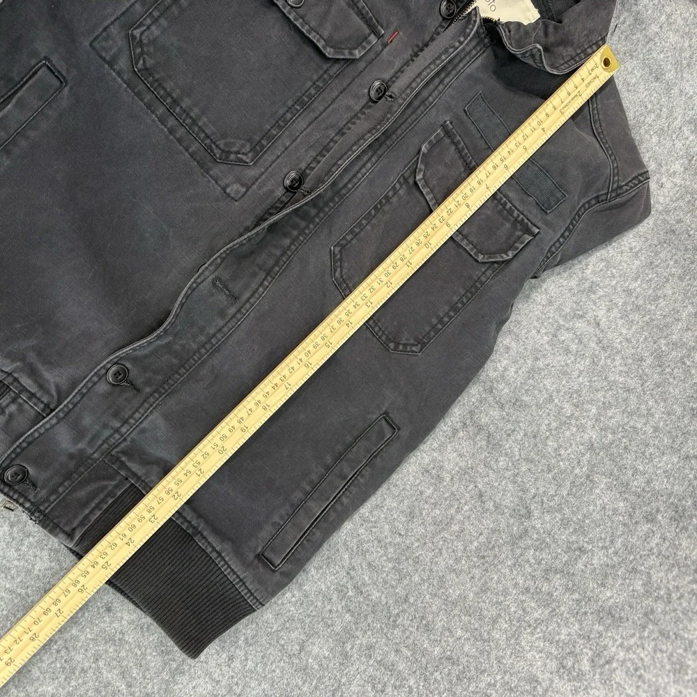 Koto Zip Up Jacket Unisex S-P Military Utility Field Buttons Pockets Black Denim